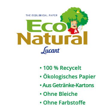 Logo EcoNatural von Lucart mit den Recycling-Vorteilen