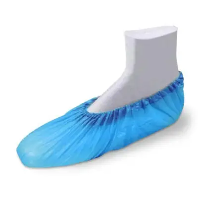 Einmalüberschuhe aus blauem Plastik