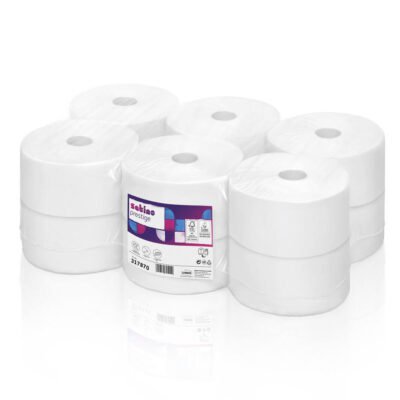 Toilettenpapier Mini Jumbo Großrollen aus weißem Zellstoff