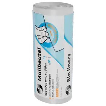 Abfallbeutel Universal plus, 60 Liter, 62 x 72 cm, transparent, HDPE, 40 x 50 Stück im Karton (2000 Stück), Anzahl: 2000 Beutel pro Verpackung, Art.-Nr. 49908