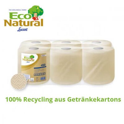 Midi Handtuchrolle Eco Natural aus 100% Recyclingmaterial aus Getränkekartons ungebleicht und ohne Farbstoffe in havanna-farben und 2 Lagen