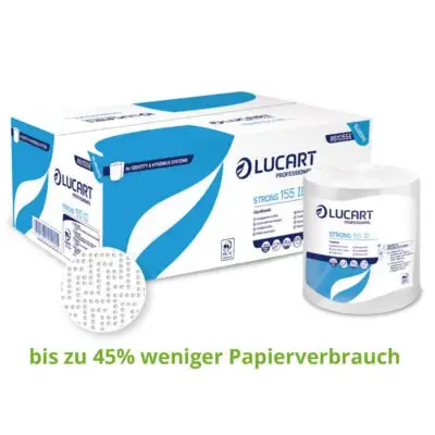 Handtuchrolle aus weißem Zellstoff in 2 Lagen