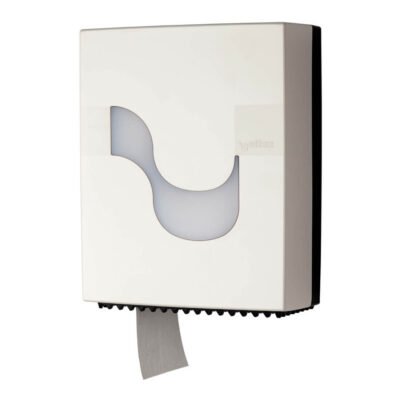 Toilettenpapier Megamini Mini Großrollenspender aus weißem Kunststoff