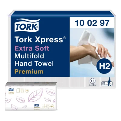 Tork 100297 Premium Papierhandtücher Interfold, hochweiß 21 x 34 cm, extra weiche TAD Qualität, VE: 2100 Stück, Art.Nr.: 100297