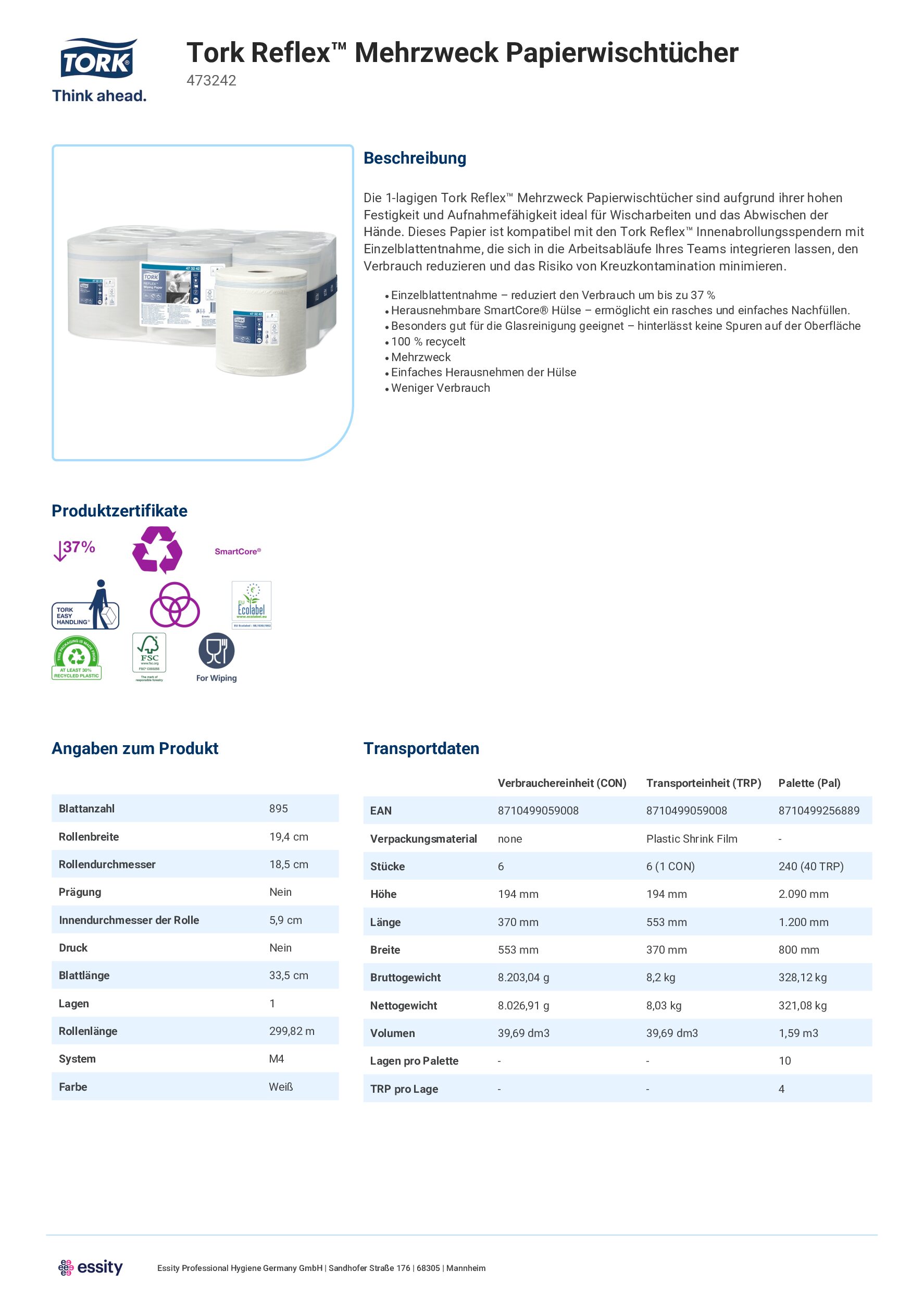 Tork Reflex™ Mehrzweck Papierwischtücher – Bild 5
