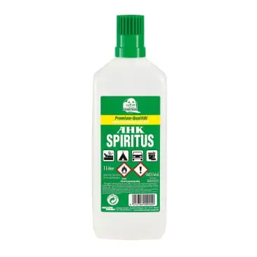 Brennspiritus 1 Liter, AHK Brennspiritus & Alkoholreiniger - 1000 ml - Flasche, 12 Flaschen / VE